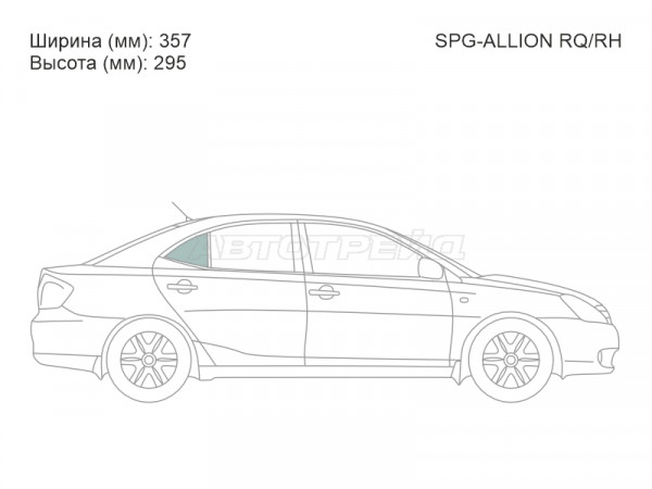 Стекло форточки (Сзади / Справа / Цвет зеленый) Toyota Allion (T240) 01-07  / Premio 01-07