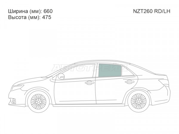 Стекло боковое опускное (Сзади / Слева / Цвет зеленый) Toyota Allion (T260) 07-21  / Premio 07-16
