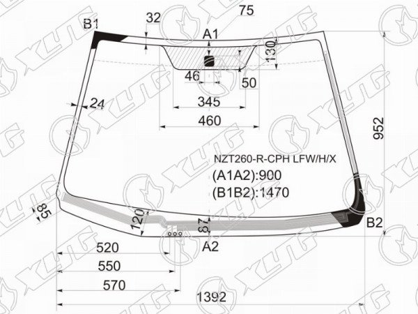 Стекло лобовое (Обогрев щеток) Toyota Allion (T260) 07-21  / Premio 07-16