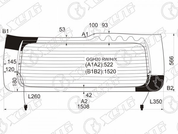 Стекло заднее (Цвет зеленый / Обогрев) Toyota Alphard (H20) 08-15  / Vellfire 08-15