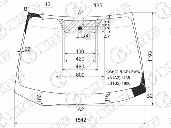 Стекло лобовое Toyota Alphard (H20) 08-15  / Vellfire 08-15