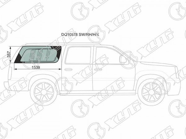 Стекло кузова (собачник) заднее правое с антеной CADILLAC ESCALADE ESV 02-07