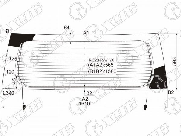 Стекло заднее (Цвет зеленый / Обогрев) Toyota Alphard (H10) 02-08