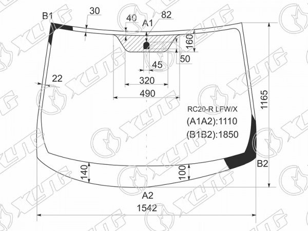 Стекло лобовое Toyota Alphard (H10) 02-08