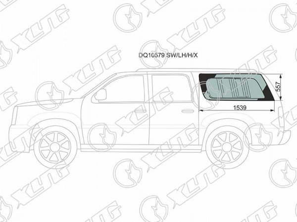 Стекло кузова (собачник) заднее левое с антеной CADILLAC ESCALADE ESV 02-07