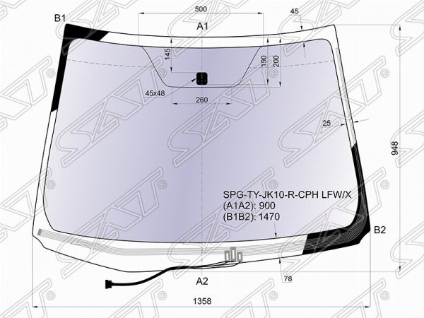 Стекло лобовое с обогревом щеток TOYOTA AQUA (NHP10R) 5D HBK 12-