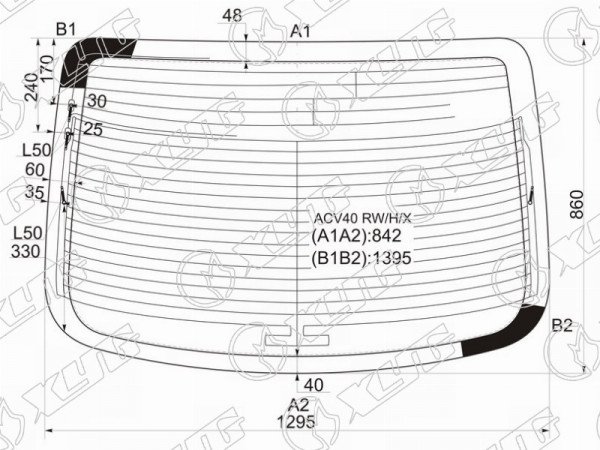 Стекло заднее (Цвет зеленый / Обогрев / Антенна) Toyota Camry (XV40) 06-11  / Aurion 06-12