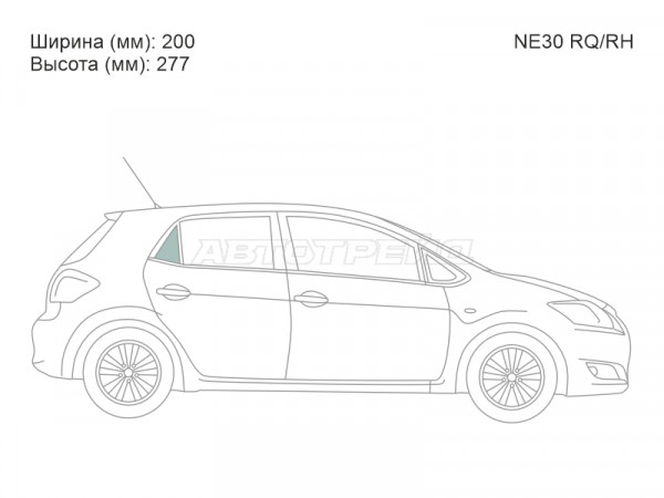 Стекло форточки (Сзади / Справа / Цвет зеленый) Toyota Auris 06-12  / Blade 06-12