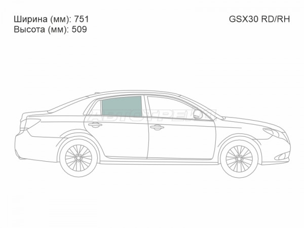 Стекло боковое опускное (Сзади / Справа / Цвет зеленый) Toyota Avalon 04-12