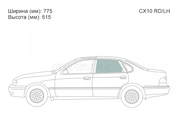 Стекло боковое опускное (Сзади / Слева / Цвет зеленый) Toyota Avalon 94-00