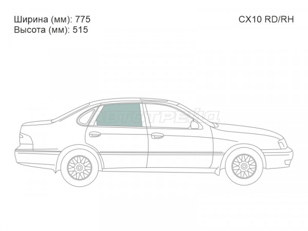 Стекло боковое опускное (Сзади / Справа / Цвет зеленый) Toyota Avalon 94-00