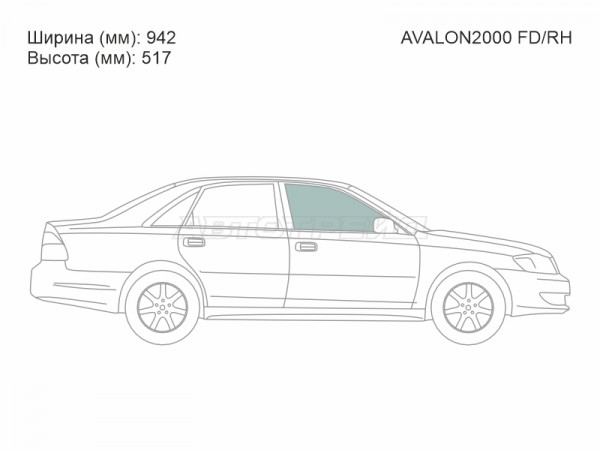 Стекло боковое опускное (Спереди / Справа / Цвет зеленый) Toyota Avalon 99-04