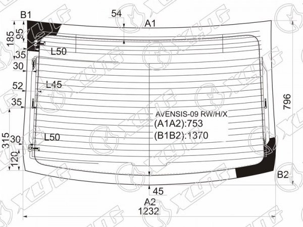 Стекло заднее с обогревом TOYOTA AVENSIS 4D 08-18