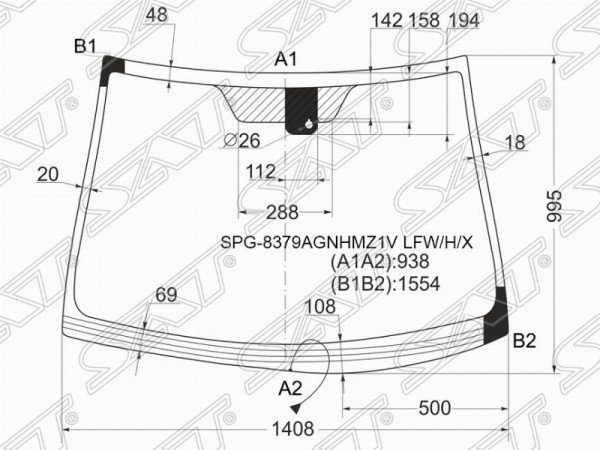 Стекло лобовое с обогревом щеток + дд TOYOTA AVENSIS 4 /5D 08-18