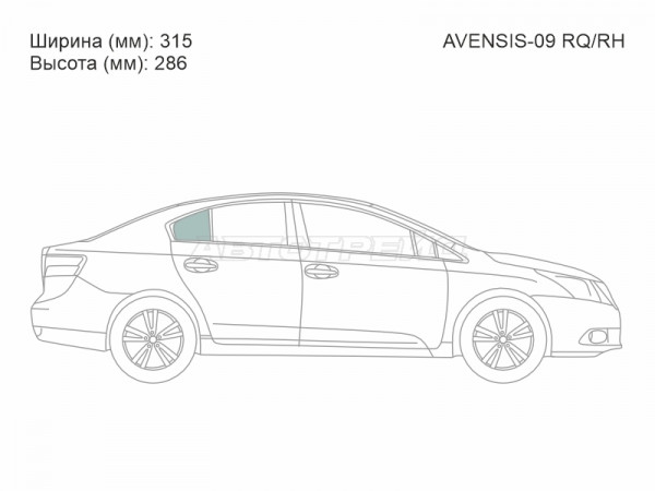 Стекло форточки (Сзади / Справа / Цвет зеленый) Toyota Avensis (T270) 08-18