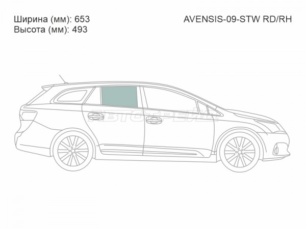 Стекло боковое опускное (Сзади / Справа / Цвет зеленый) Toyota Avensis (T270) 08-18