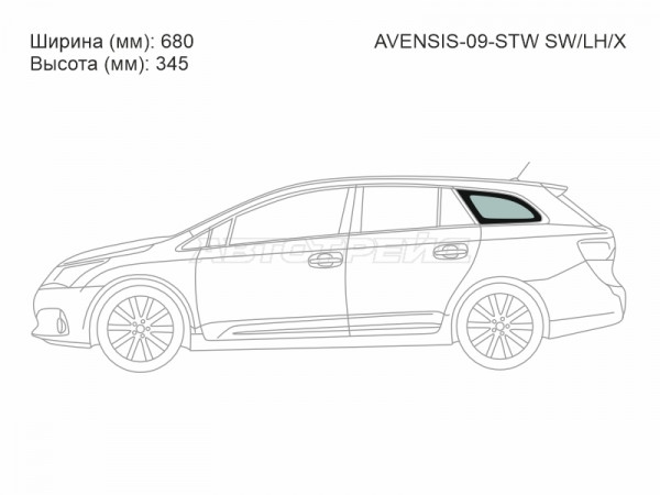 Стекло кузова боковое (не опускное) (Слева / Цвет зеленый) Toyota Avensis (T270) 08-18