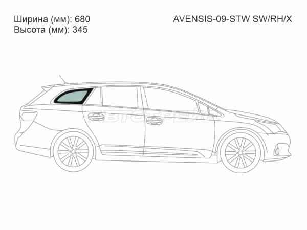 Стекло кузова боковое (не опускное) (Справа / Цвет зеленый) Toyota Avensis (T270) 08-18