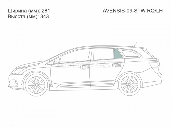 Стекло форточки (Сзади / Слева / Цвет зеленый) Toyota Avensis (T270) 08-18