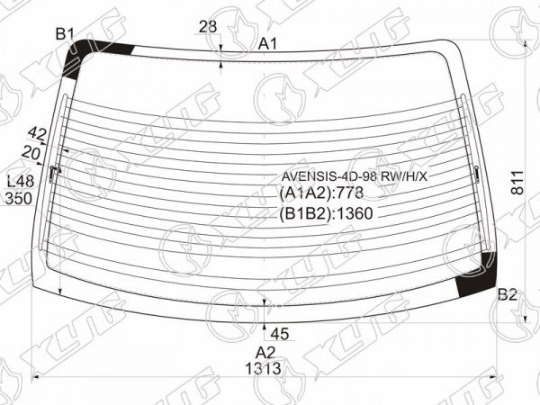 Стекло заднее с обогревом TOYOTA AVENSIS 4D 97-03