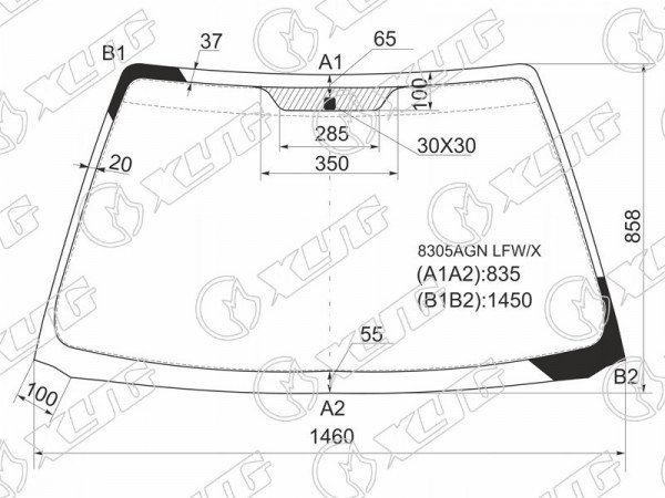 Стекло лобовое Toyota Avensis (T220) 97-03  / Caldina (T210) 97-02