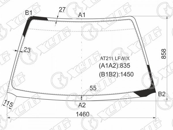 Стекло лобовое Toyota Avensis (T220) 97-03  / Caldina (T210) 97-02