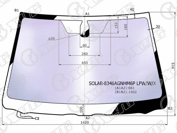 Стекло лобовое атермальное с обогревом щеток + дд +д /света TOYOTA AVENSIS II 4 /5D 03-09 (Solar-X защ