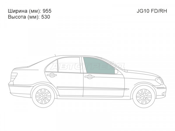 Стекло боковое опускное (Спереди / Справа / Цвет зеленый) Toyota Brevis 01-07