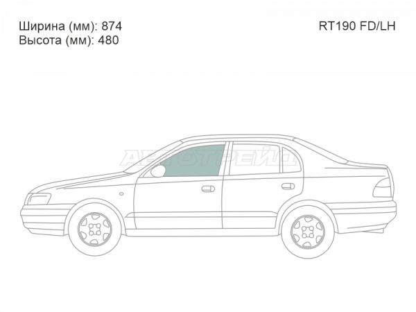 Стекло боковое опускное (Спереди / Слева / Цвет зеленый) Toyota Caldina (T190) 92-02  / Carina E 92-98