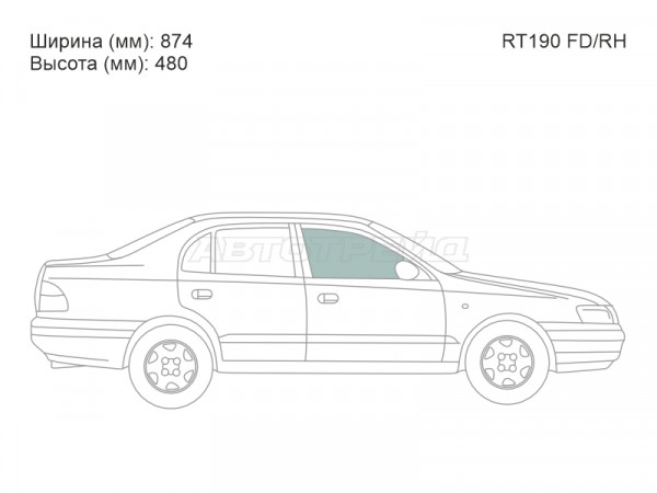 Стекло боковое опускное (Спереди / Справа / Цвет зеленый) Toyota Caldina (T190) 92-02  / Carina E 92-98