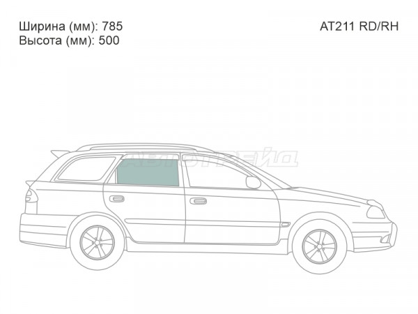 Стекло боковое опускное (Сзади / Справа / Цвет зеленый) Toyota Caldina (T210) 97-02