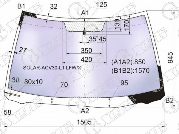 Стекло лобовое атермальное TOYOTA CAMRY 01-06 (Solar-X защита от ультрафиолета)