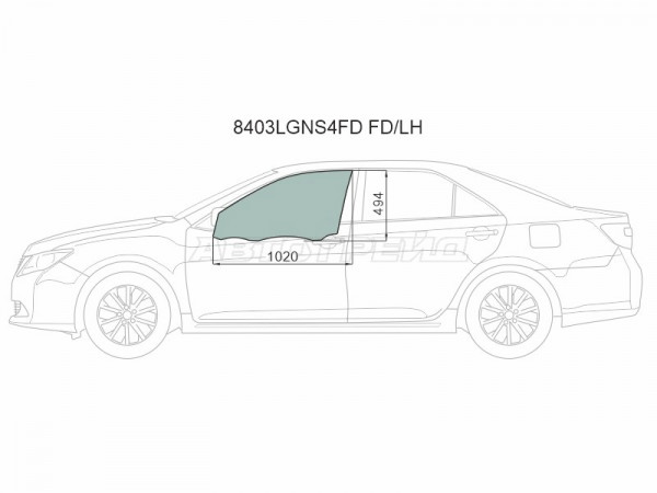 Стекло боковое опускное (Спереди / Слева / Цвет зеленый / Крепления) Toyota Camry (XV50) 11-18  / Camry UAE /USA 11-17