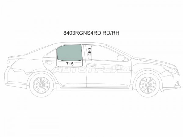 Стекло боковое опускное (Сзади / Справа / Цвет зеленый / Крепления) Toyota Camry (XV50) 11-18  / Camry UAE /USA 11-17