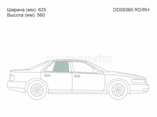 Стекло боковое опускное (Сзади / Справа / Цвет зеленый) Cadillac Seville 98-04