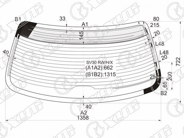 Стекло заднее с обогревом TOYOTA CAMRY 4D SED 90-94