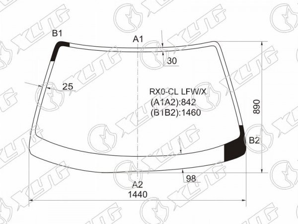 Стекло лобовое Toyota Mark II (X100) 96-00  / Chaser (X100) 96-01