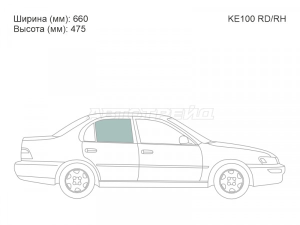 Стекло боковое опускное (Сзади / Справа / Цвет зеленый) Toyota Corolla (E100) 91-02