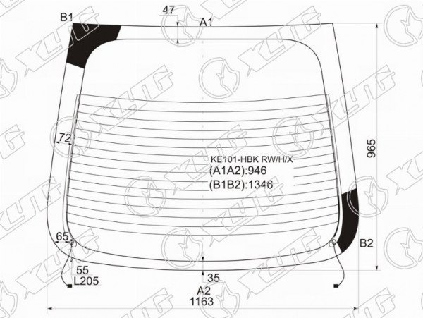 Стекло заднее с обогревом TOYOTA COROLLA 5D LBK 91-97