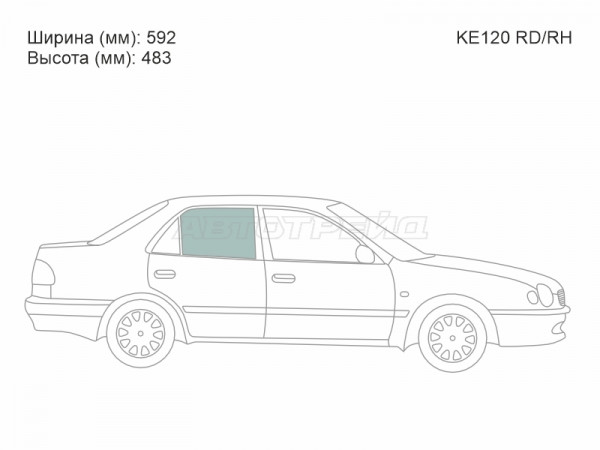 Стекло боковое опускное (Сзади / Справа / Цвет зеленый) Toyota Corolla (E110) 95-01  / Sprinter Carib 88-95