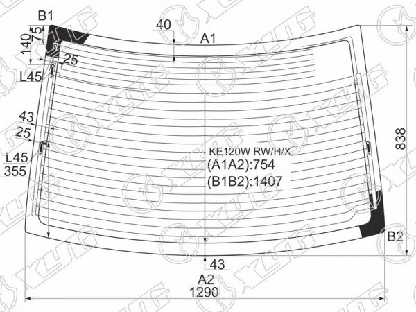 Стекло заднее с обогревом TOYOTA COROLLA 4D SED 00-06