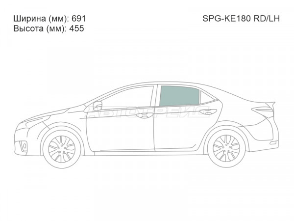 Стекло боковое опускное (Сзади / Слева / Цвет зеленый) Toyota Corolla (E180) 12-19