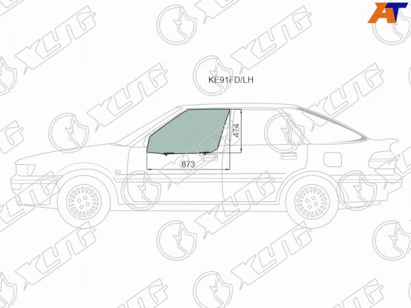 Стекло боковое опускное (Спереди / Слева / Цвет зеленый) Toyota Corolla (E90) 87-92  / Sprinter 87-91