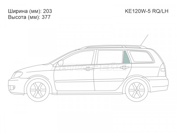 Стекло форточки (Сзади / Слева / Цвет зеленый) Toyota Corolla (E120) 00-07  / Corolla Fielder 00-06