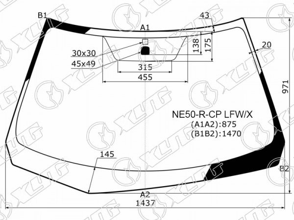 Стекло лобовое Toyota Corolla Fielder (E160) 12-  / Corolla Axio (E160) 12-