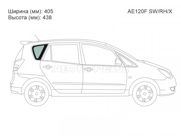 Стекло кузова боковое (не опускное) (Справа / Цвет зеленый) Toyota Corolla Spacio (E120) 01-07  / Corolla Verso 01-04