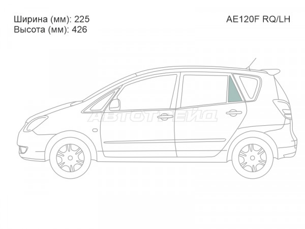 Стекло форточки (Сзади / Слева / Цвет зеленый) Toyota Corolla Spacio (E120) 01-07  / Corolla Verso 01-04