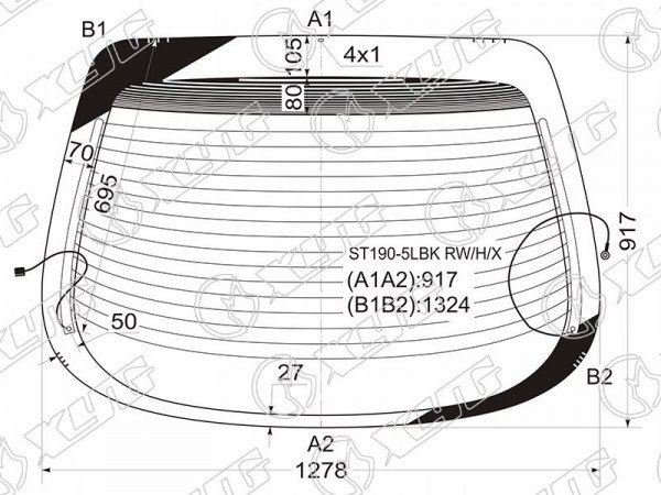 Стекло заднее с обогревом TOYOTA CORONA SF /CARINA E 5D HBK 92-96