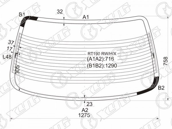 Стекло заднее с обогревом TOYOTA CORONA /CARINA E 4D 92-96