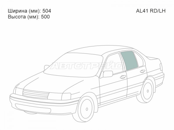 Стекло боковое опускное (Сзади / Слева / Цвет зеленый) Toyota Corsa 90-94  / Tercel 90-94